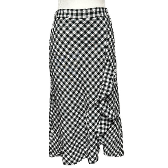 Maison D’Amelie Gingham Plaid Ruffle Skirt Seersucker Lightweight Women’s size 2 - Picture 1 of 11